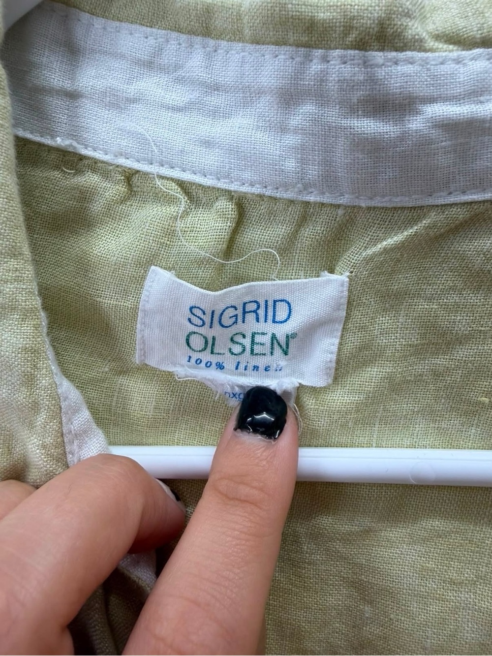 Sigrid Olsen Pale pastel yellow coastal beach Linen Button-Down Shirt - Picture 3 of 9